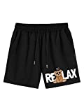 Romwe Men's Lightweight Running Workout Shorts Gym Athletic Shorts with Pocket Black M