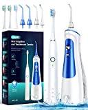 Electric Toothbrush with Water Flosser Combo,BAIBB Portable Cordless Dental Oral Irrigator with 6 Modes & 3 Sonic Modes Toothbrush,4 Jet Tips and 4 Brush Heads,Oral Care Kit for Teeth Cleaning