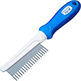 Horicon Pet Detangling Grooming Comb with Long & Short Stainless Steel Metal Teeth - Dogs, Cats & Small Animals for Removing Matted Fur, Knots & Tangles