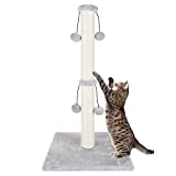 Dimaka 34'' Cat Scratching Post, Cat Scratching Post, Cat Scratcher for Large Cats with Teasing Toy Ball, Natural Sisal White and Grey (Grey)
