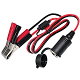 KUNCAN Cigarette Lighter Battery Adapter - Female Cigarette Lighter Socket to 12v Battery Alligator Clips for Auto Car Battery Clamp to Cigarette Lighter Plugs Cigar Charge Extension Cable Cord 2FT