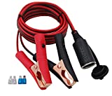 CUZEC 13.1FT/4m 16 AWG Extension Cord Plug Socket with Battery Clamp 12V/ 24V Battery Clip-On and Cigarette Lighter Adapter (13.1FT Long)