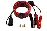 CUZEC 12V/ 24V Extension Cord Plug Socket with Battery Clamp 14FT / 4.27m 14 AWG Battery Clip-On and Cigarette Lighter Adapter