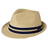 Comhats Summer Fedora Straw Hats for Men Beach Sun Panama Packable Trilby Dress Derby Beige Medium
