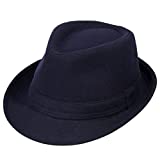 Simplicity Mens Trilby Hat for Men Daily Wear Mens Dress Hats Derby Hat Fedora for Men Unisex Timelessly Classic Manhattan Fedora Hat Men Fedora Hats,Navy