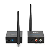 1Mii Wireless Transmitter Receiver Audio for Music, 2.4GHz Long Range Audio Transmitter and Receiver Low Delay from TV/ to Powered Speaker/ Stereo/ Subwoofer/ Soundbar/ RCA Out/in 320ft-RT5066