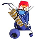 RollX Big Balloon Wheel Beach Cart for Sand, Foldable Storage Wagon with 13 Inch Beach Tires ( Pump Included) (Blue)