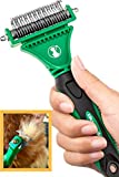 Dematting Tool for Dogs and Cats | Double Sided Pet Grooming Rake Brush with Small Blades | Mat Remover Comb for Knots, Tangles and Mats | Undercoat Shedding Brushes for Long Fur Hair Pets