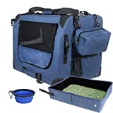 Prutapet Large Cat Carrier 24"x16.5"x16.5" Soft-Sided Portable Pet Crate for Car Traveling with Collapsible Litter Box and Bowl