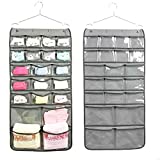 NIMES Hanging Closet Underwear Sock Bra Organizer Dual-Sided Accessories Storage with 42 Clear Pockets (Grey)