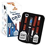 AMZ BBQ Club Gift for Dad Grill Set | 4 Piece Outdoor Barbeque Grill Accessories | Spatula, Tongs, Digital Thermometer, Basting Brush Included