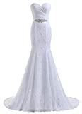 Likedpage Women's Lace Mermaid Bridal Wedding Dresses White US4