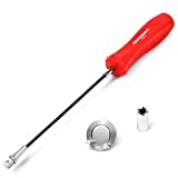 Powerbuilt Magnetic Oil Drain Plug Remover Tool, Flexible Shaft for Easy Reach, Hex Bit Magnet Adapter, Hold and Remove Plugs - Red 942072