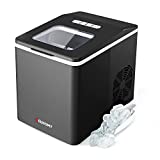 Euhomy Ice Maker Machine Countertop, 26 lbs/24H, 9 Cubes Ready in 6 Mins, Self-Cleaning Electric Ice Maker Compact Potable Ice Maker with Ice Scoop and Basket. for Home/Kitchen/Camping/RV.(Black)