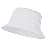 Umeepar Unisex 100% Cotton Packable Bucket Hat Sun Hat Plain Colors for Men Women (1 Plain White)
