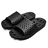 Shower Shoes Men Shower Flip Flops Women Non Slip Bathroom Slippers plastic for College Dorm Room Essentials Boys Kids Rubber Shower Sandals Slides Pool Hotel Gym Swimming Water Shoe (Black,EU44-45)