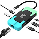 D.Gruoiza Switch Dock, Portable TV Ethernet LAN Adapter for Nintendo Switch/OLED,Replace Nintendo Switch Docking Station, HDMI Adapter with Ethernet LAN/USB/Type-C (Blue and Green)