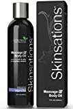 Skinsations - Body Massage Oil - Vanilla 8oz | Edible Blend of Sweet Almond Oil, Fractionated Coconut Oil, Grapeseed Oil, Jojoba Oil with Enticing Vanilla Scent, Body Oil Gift for Him and Her