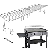RUSFOL Durable Stainless Steel Griddle Warmimg Rack with a Food Tong, Compatible with 36" Blackstone Griddle, Keep Your Food Warm & Spa ce Saving BBQ Accessories, Free from Drill Hole&Easy to Install