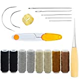 HOWIN Upholstery Repair Kit, 18 Pieces Upholstery Thread Assorted Hand Sewing Needles Carpet Leather Canvas DIY Tool Set