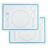 Silicone Placemats for Kids, 2PCS Non-Slip Reusable Baby Placemat Eating Table Mat, Waterproof Stain Resistant Table Setting Food Mat for Toddler Baby Kids, Easy to Clean and Roll Up (11.8x8.7inch)