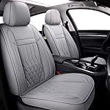 LUCKYMAN CLUB S06-SK 5 Seat Car Seat Covers, Universal Fit for Tacoma Rav4 Corolla Camry Sportage Outlander Forester Crosstrek 4Runner CRV Civic Accord with Water Proof Faux Leather(Gray)