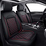 LUCKYMAN CLUB R06-HU2 5 Seat Car Seat Covers, fit for Forester Crosstrek Prius 4Runner Corolla Camry Sportage Outlander CRV Civic Accord Escape Fusion Frontier with Water Proof Faux Leather(Black&Red)