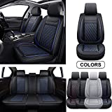 LUCKYMAN CLUB Universal Car Seat Covers Full Set P02-U1 with Faux Leather, Fit Most Sedan SUV Truck Hatchback (Full Set, Blue)