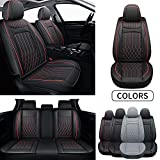 LUCKYMAN CLUB J01-LH Universal Car Seat Covers Full Set, Fit for Most Sedan SUV Truck Hatchback Like RAV4 CR-V Camry Grand Cherokee Equinox CX-5 Escape Outback Forester (Full Set, Black/Red )