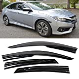 VXMOTOR for 2016-2021 Honda Civic - 4Dr Sedan - Smoke Tinted Side - Window Visors Tape-On