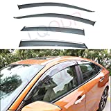 LQQDP 4pcs Smoke Tint With Chrome Trim Outside Mount Tape On/Clip On Style PVC Sun Rain Guard Vent Shade Window Visors Compatible With 16-21 Civic 4-Door Sedan