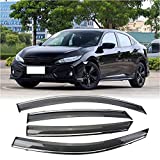 HANSCOSTAR Rain Guards Suitable for Civic 2016-2020 Sedan, Vent Window Visor, Dark Smoke Accessories, Window Deflectors, Rain Guard, 4 pcs 94682