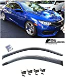 Extreme Online Store Replacement for 2016-2020 Honda Civic Coupe Models | EOS Visors JDM Smoke Tinted Chrome Trim Side Window Vents Deflectors Rain Guard DWV-V43