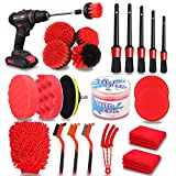 24PCS Car Detailing Brush Set, Car Detailing kit, Auto Detailing Drill Brush Set, Car Detailing Brushes, Car Wash Kit with Cleaning Gel, Car Cleaning Tools Kit for Interior,Exterior, Wheels, Dashboard