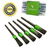 Detailshark Auto Detailing Brush Set (5) Best Car Detailing Brush Kit - Lug Nut/Leather/Wheel/Interior/Seat/Upholstery/Engine Washing - Reliable Brushes - Green