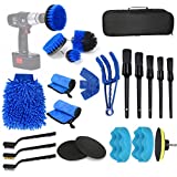 23pcs Car Cleaning Kit,Car Detailing Kit Detailing Brush Set Car Wash Kit,Auto Detailing Drill Brush Set,Car Detailing Brushes for Cleaning Wheels,Dashboard,Interior,Exterior,Leather,Air Vents,Emblems