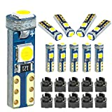 DODOFUN White T5 37 74 LED Bulb with Twist Lock Socket PC74 PC37 Dashboard Instrument Panel Gauge Cluster Light Pack of 10