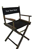 Personalized Imprinted Gold Medal Contemporary 18" Table Height Walnut Frame Directors Chair - Black