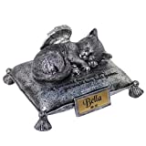 OSJETLJIV Personalized Cat Urn, Heavenly Angel Cat Sleeping On Pillow Cremation Urn Small Pet Memorial Statue Engraved with Your Pet's Name, Date Decor Cats Shape Keepsake Urns