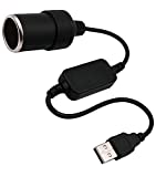 WYMECT USB A Male to 12V Car Cigarette Lighter Socket Female Converter Cable (8W Max)