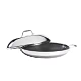 HexClad 14 Inch Hybrid Stainless Steel Frying Pan with Lid, Stay-Cool Handle - PFOA Free, Dishwasher and Oven Safe, Non Stick, Works with Induction Cooktop, Gas, Ceramic, and Electric Stove