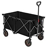 Rotinyard Heavy Duty Collapsible Folding Wagon Utility Outdoor Camping Garden Cart with Universal Wheels & Adjustable Handle