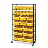 Seville Classics Commerical Grade NSF-Certified Bin Rack Storage Steel Wire Shelving System - 24 Bins - Yellow
