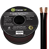 18AWG Speaker Wire, GearIT Pro Series 18 AWG Gauge Speaker Wire Cable (100 Feet / 30.48 Meters) Great Use for Home Theater Speakers and Car Speakers Black