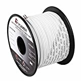 TYUMEN 18 Gauge OFC 2 Conductor Parallel Stranded Wire - 18 AWG Gauge Speaker Zip Wire Car Home Audio Cable Electrical Wire (100 Feet Spool / 31 Meters/White) 99.95% Oxygen Free Copper Wire