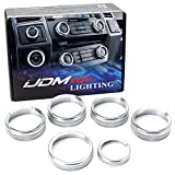 iJDMTOY 6pc-Set Silver Aluminum Air Conditioner Stereo Volume/Tune Trailer/4WD Switch Knob Ring Covers Compatible With 2017-2020 Pre-LCI Ford SuperDuty F250 F350 F450 w/Rubber Knobs
