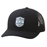 HUK Men's Trucker Anti-Glare Fishing Snapback Hat, Shield-Black, 1