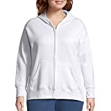 JUST MY SIZE womens Comfortsoft Ecosmart Fleece Full-zip Women's athletic hoodies, White, 1X US