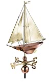 Good Directions Racing Sloop Weathervane, Pure Copper with Brass Sails (24 inch), Boat, Wind Vane