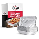 Grillman 6415 Drip Pans Compatible for Weber Spirit Series, Genesis Series, Q Series Grills, Disposable Aluminum Foil Grease Trays For Gas Grill, 8.5" x 6" (25 Pack)